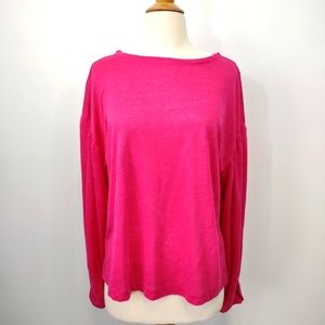 Ann Taylor Linen Blouse Women's size Medium Loose Fit Dark Pink
